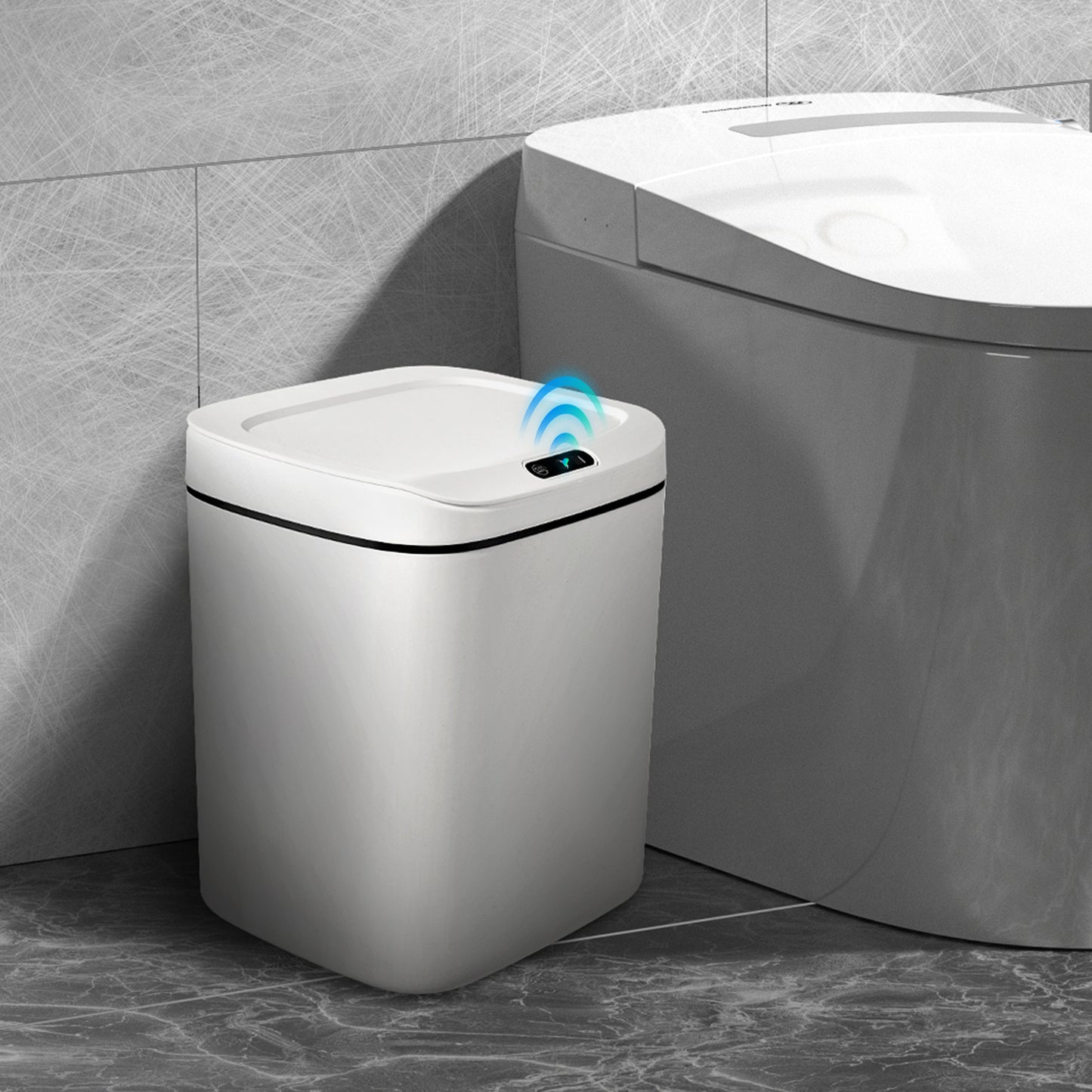 INVOTEK Touchless Trash Can with Lid, 3.2 Gallon Smart Garbage Can Automatic Bathroom Trash Can Motion Sensor Garbage Bin for Kitchen Bedroom Office Bathroom Livingroom
