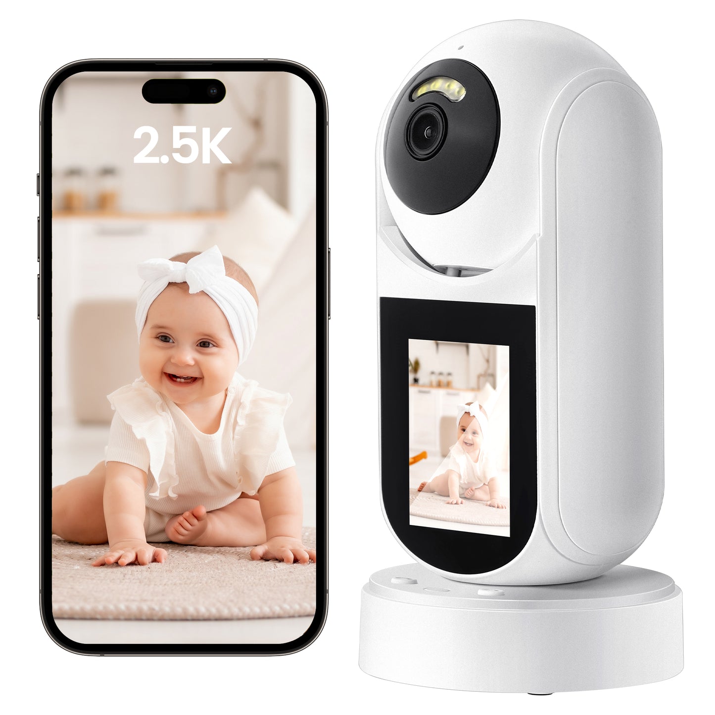 INVOTEK 2.5K Security Camera Indoor 2.4 In HD Baby Monitor 360-Degree for Home Security, One-Touch Call, Video Calling Smart Camera with Motion Tracking & Night Vision & TF/Cloud Storage for Baby Pet