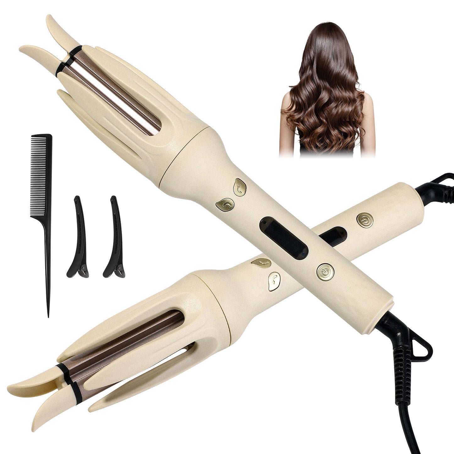INVOTEK Automatic Hair Curler, Curling Iron with 4 Temperature, Automatic Shut-Off, Anti-Scald, Anti-Tangle Rotating Curling Wand Fast Heating for Hair Styling