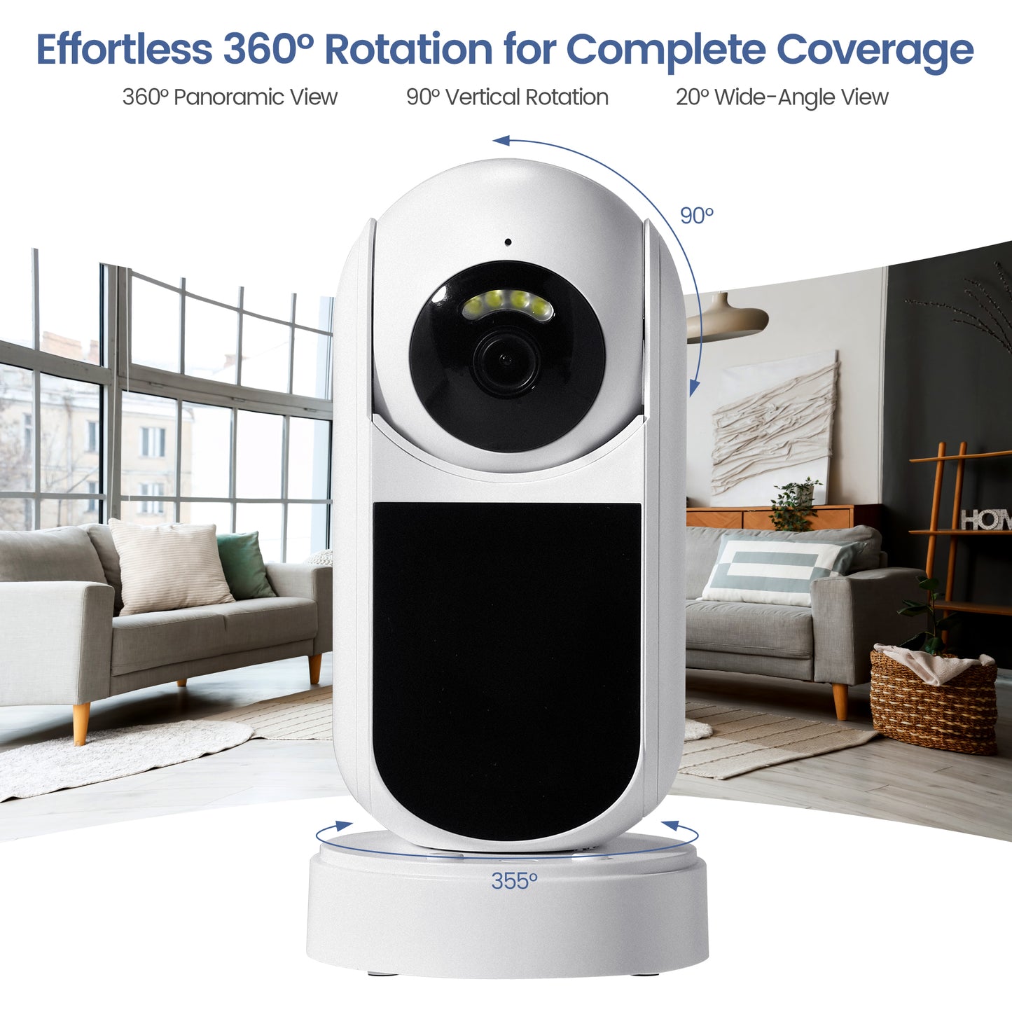 INVOTEK 2.5K Security Camera Indoor 2.4 In HD Baby Monitor 360-Degree for Home Security, One-Touch Call, Video Calling Smart Camera with Motion Tracking & Night Vision & TF/Cloud Storage for Baby Pet