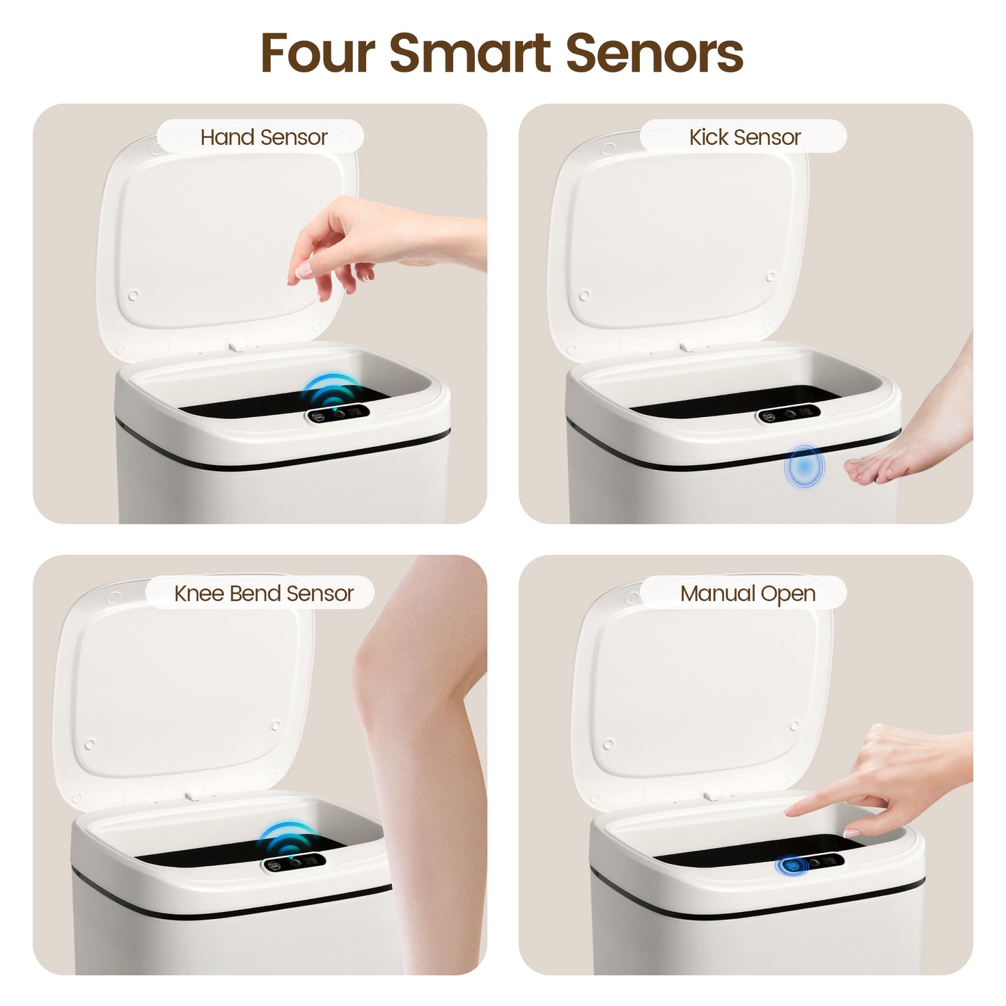 INVOTEK Touchless Trash Can with Lid, 3.2 Gallon Smart Garbage Can Automatic Bathroom Trash Can Motion Sensor Garbage Bin for Kitchen Bedroom Office Bathroom Livingroom