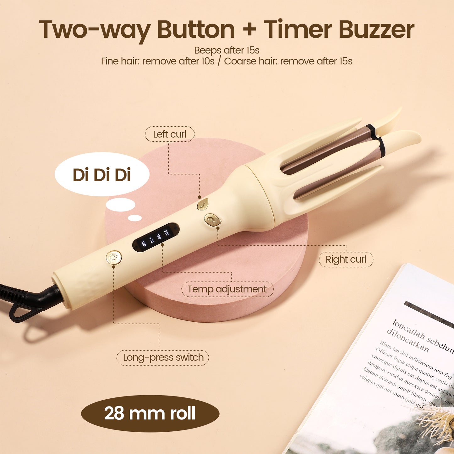 INVOTEK Automatic Hair Curler, Curling Iron with 4 Temperature, Automatic Shut-Off, Anti-Scald, Anti-Tangle Rotating Curling Wand Fast Heating for Hair Styling